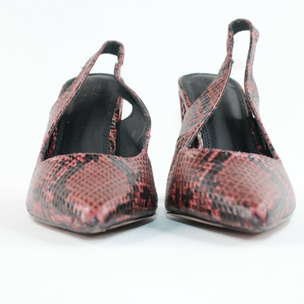 Asos Design Womens Sz 6 Faux Snakeskin Purple Slingback Block High Heels Pointed - Picture 4 of 11